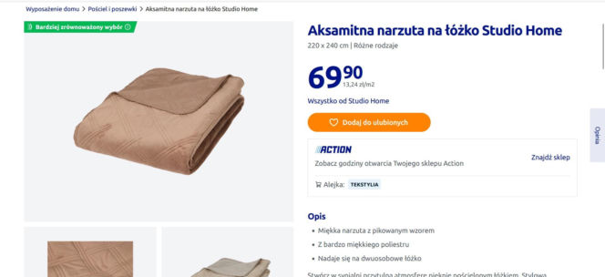 Ta narzuta na łóżko z Action to prawdziwy hit! W Home&You zapłacisz aż 100 złotych drożej