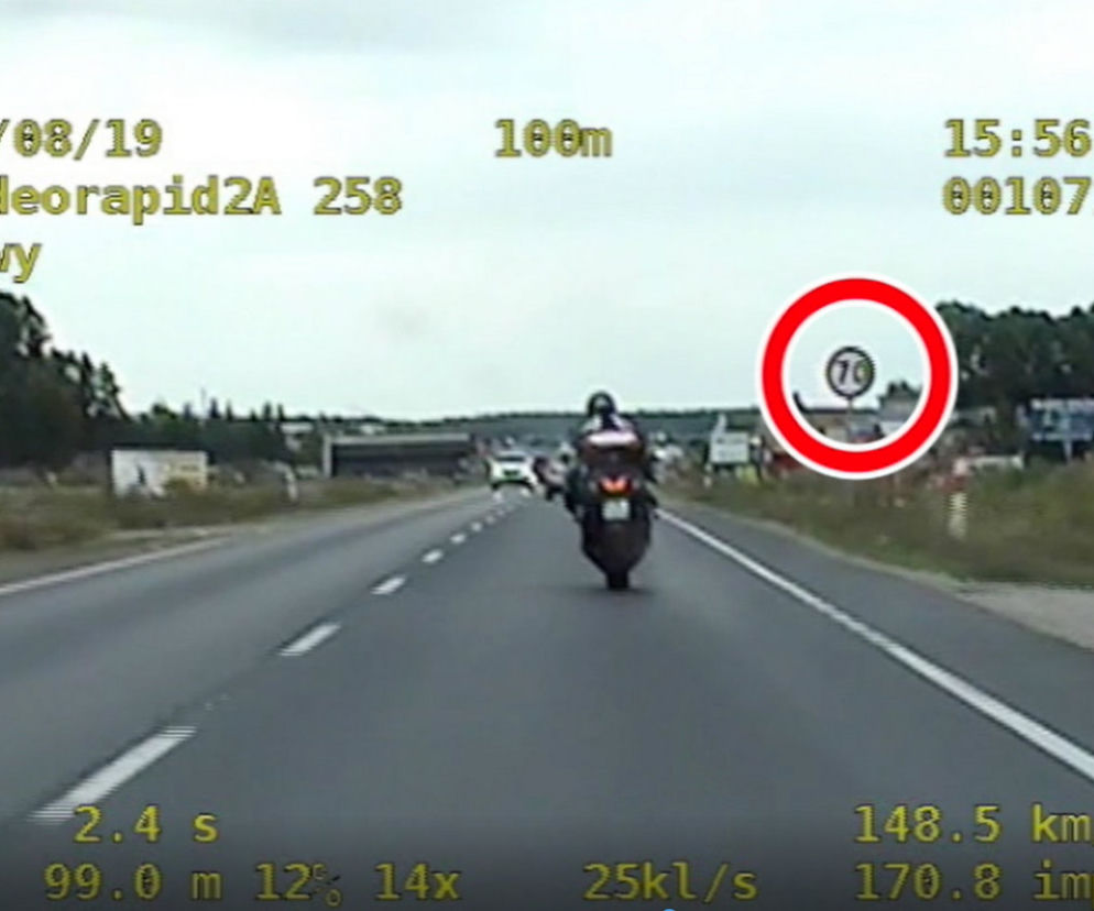 Motocyklista jechał za szybko