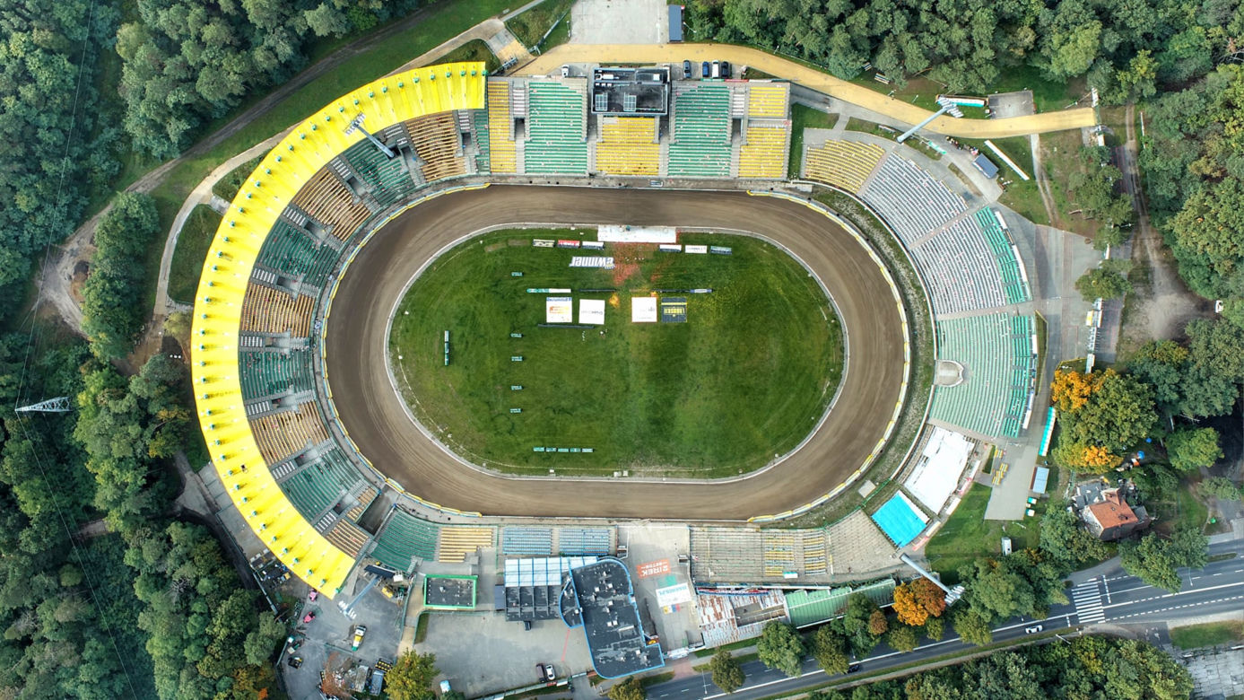 Stadion żużlowy w Zielonej Górze z lotu ptaka