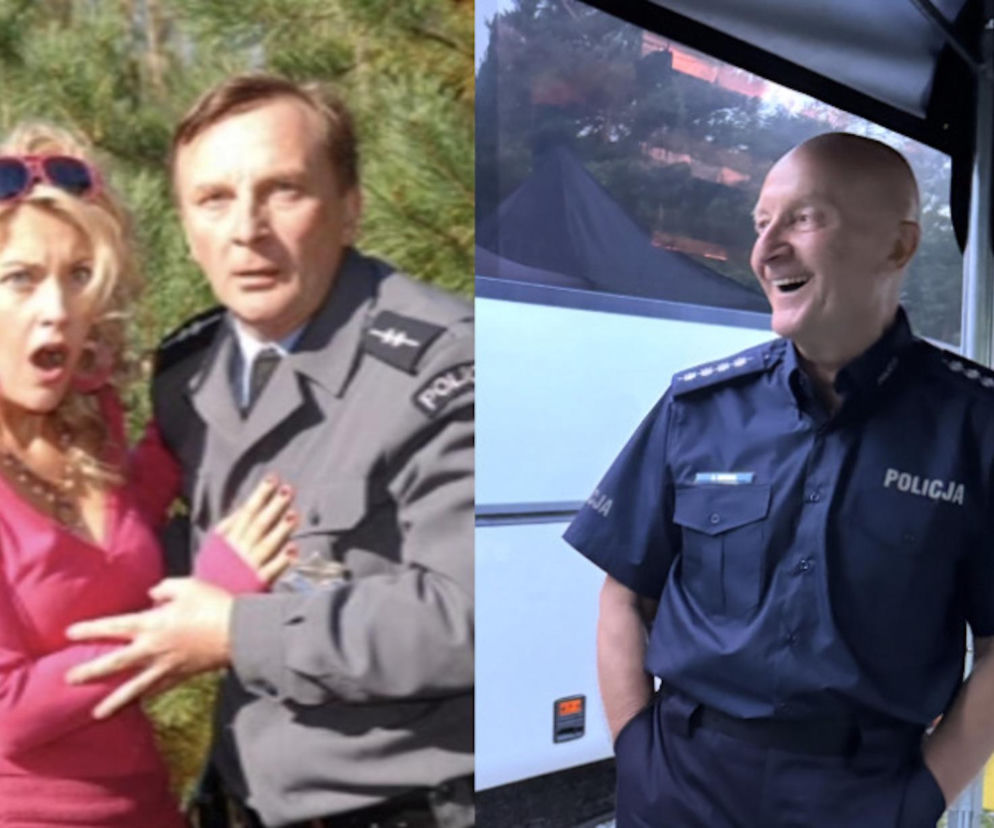Porównanie dwóch wizerunków Arkadiusza Nadera jako posterunkowego Staśka z serialu Ranczo: po lewej w poprzednim sezonie z długimi włosami i aktorką Magdaleną Waligórską, po prawej z ogoloną głową, w nowym sezonie. Sprawdź metamorfozę Staśka na Super Seriale.