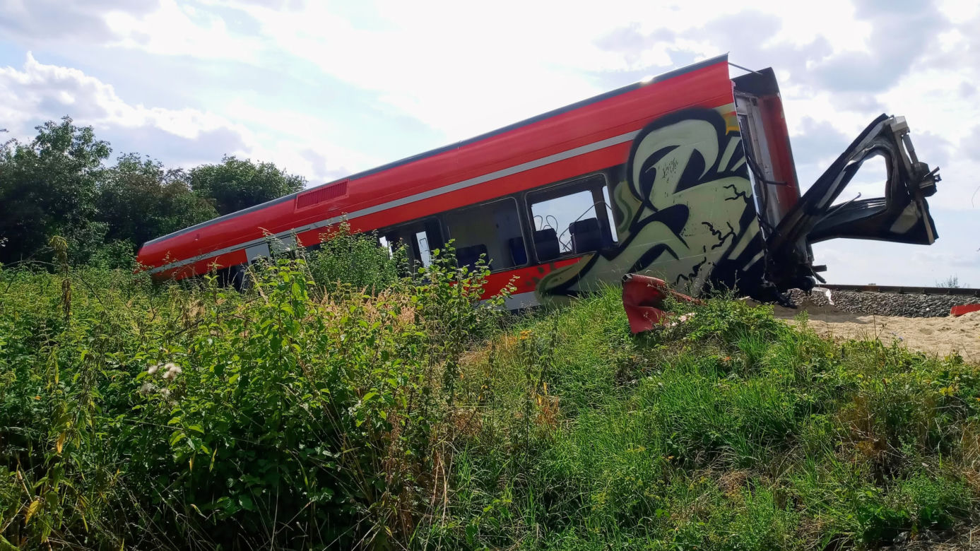 Wrak niemieckiego pociągu pod Kołbaskowem
