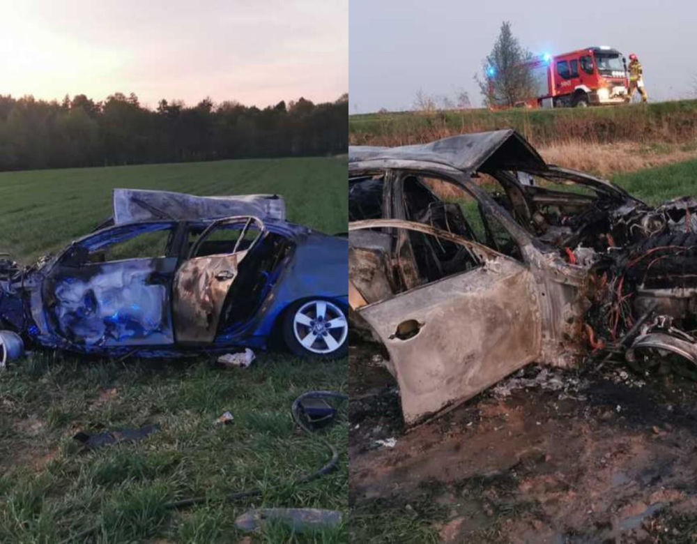 Po dachowaniu auto zapaliło się. 21-latka uratowała dwie osoby z płonącego wraku