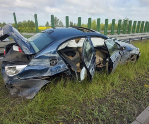 Skasował pożyczone BMW! Groźna kolizja pod Elblągiem!