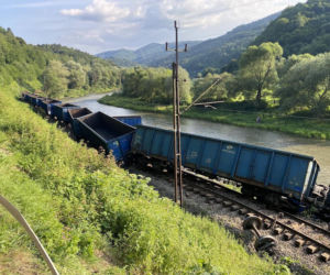 Wykolejenie pociągu koło Piwnicznej