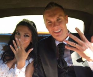 Łukasz Skorupski i Matilde Rossi po ślubie