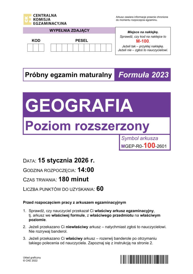 Matura próbna 2026: geografia rozszerzona - wszystkie odpowiedzi do arkusza CKE 15.01.2026