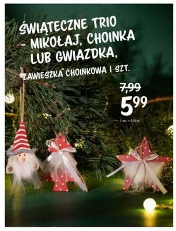 Zawieszki na choinkę "Świąteczne trio" - Mikołaj, choinka lub gwiazdka w cenie 5,99 zł/1 szt