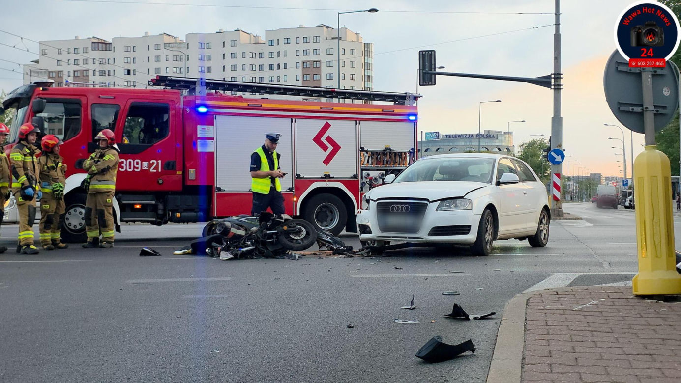 Wypadek na Mokotowie. Kierowca skutera trafił do szpitala 