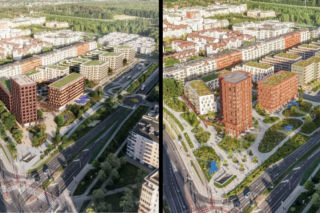 Pierwotna i obecna wizja zabudowy działki przy metrze Kabaty