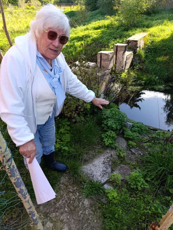 Dziki rów dzieli działkę, a urzędnicy rozkładają ręce. Seniorka drży, że dom osunie się do wody