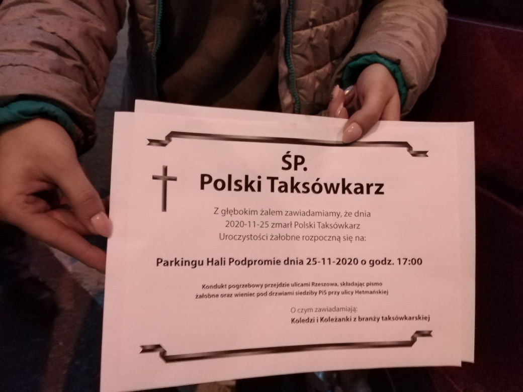 Protest taksówkarzy w Rzeszowie 25 listopada