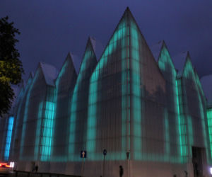 Pokaz iluminacji Filharmonii w Szczecinie z okazji Święta Muzyki