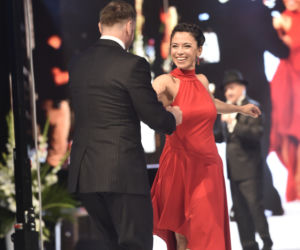 Anna Iberszer i Piotr Woźniak tańczą tango na 90-leciu Juraty i pokazie Doroty Goldpoint