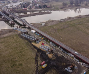 Budowa mostu tymczasowego w Ścinawie