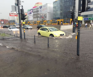 Krajobraz centrum Łodzi po burzy