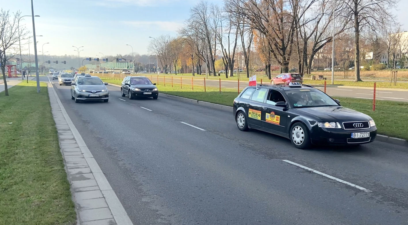 Białystok. Protest taksówkarzy 25.XI.2020
