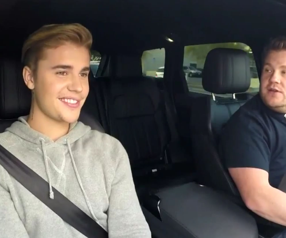 Justin Bieber w samochodzie z Jamesem Cordenem 