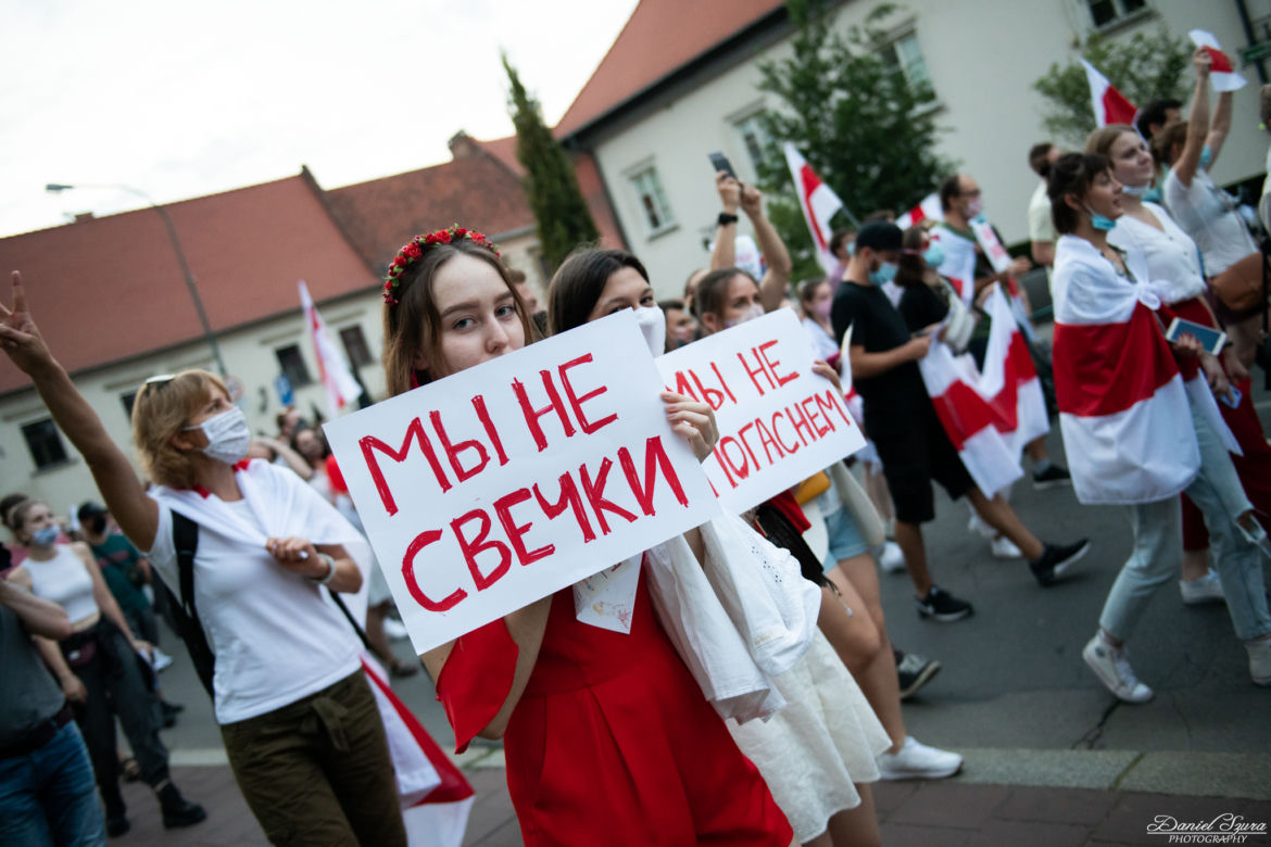 Marsz solidarności z Białorusinami w Krakowie