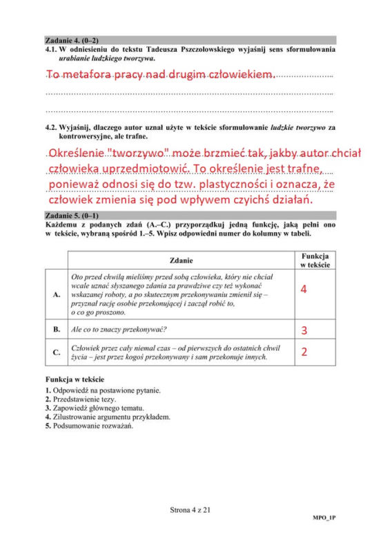 Arkusze CKE - matura j. polski - poziom podstawowy 8.06.2020 r. - ODPOWIEDZI