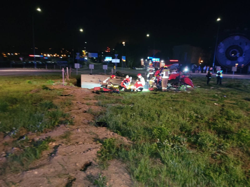 Wypadek na rondzie w Rybniku
