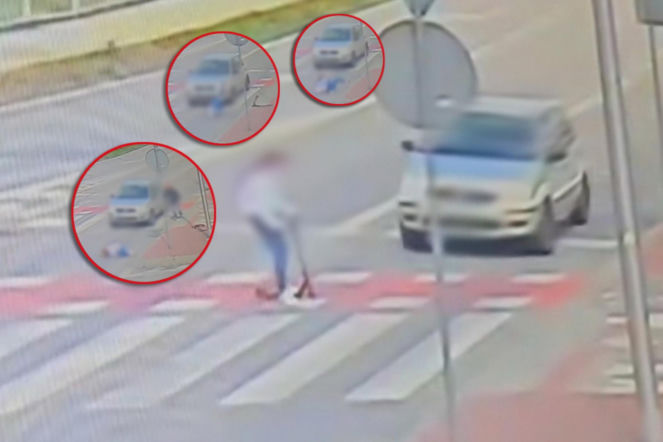 Dziewczynka na hulajnodze potrącona na pasach! Film pokazuje wszystko