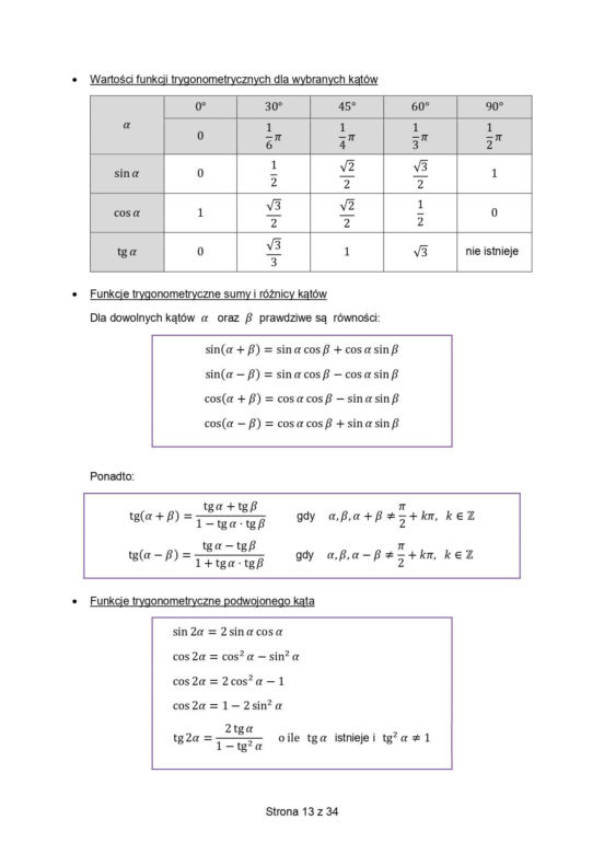 wzory matematyczne matura 2026