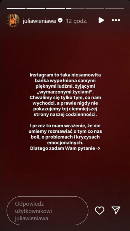  Julia Wieniawa pokazała, jak płacze. Ma załamanie nerwowe?
