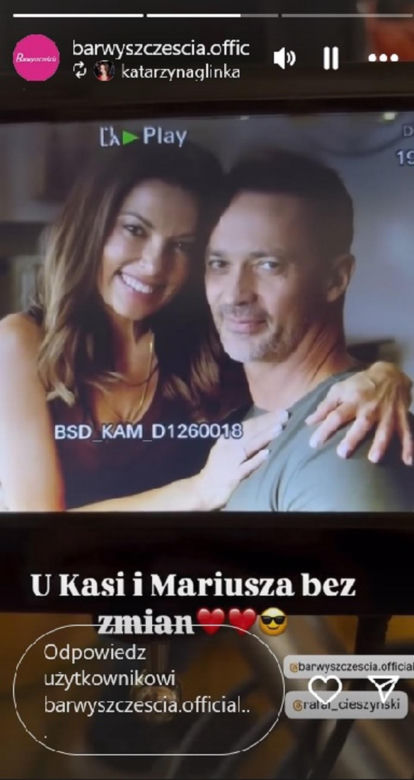Barwy szczęścia. Kasia (Katarzyna Glinka), Mariusz (Rafał Cieszyński)