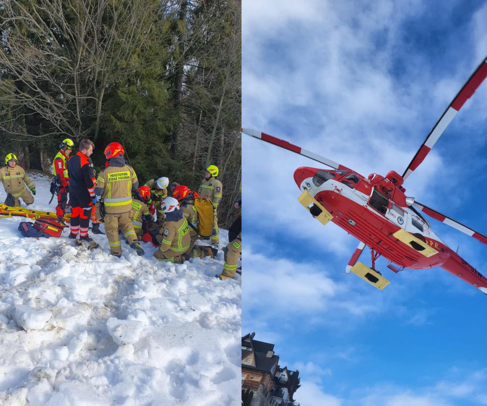 Koszmarny wypadek na stoku narciarskim na Podhalu. Mężczyzna uderzył w drzewo i wpadł do potoku