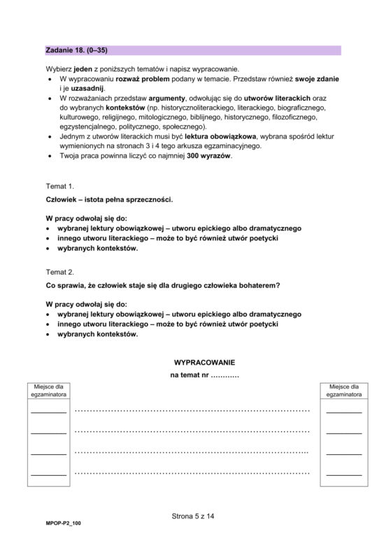 Matura język polski 2023 - arkusze PDF 2 (wypracownaie)