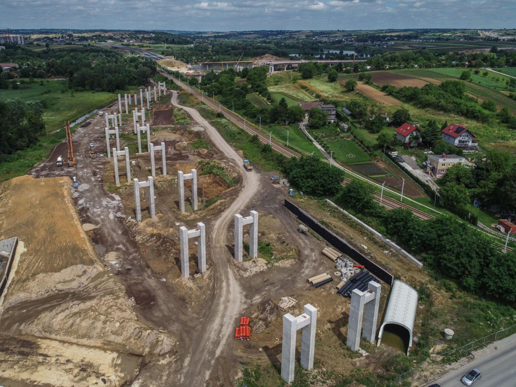 Zdjęcia z placu budowy S7 Kraków - Widoma, czerwiec 2024