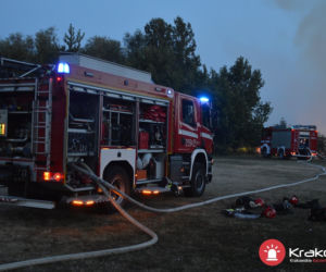Pożar na Łąkach Nowohuckich w Krakowie