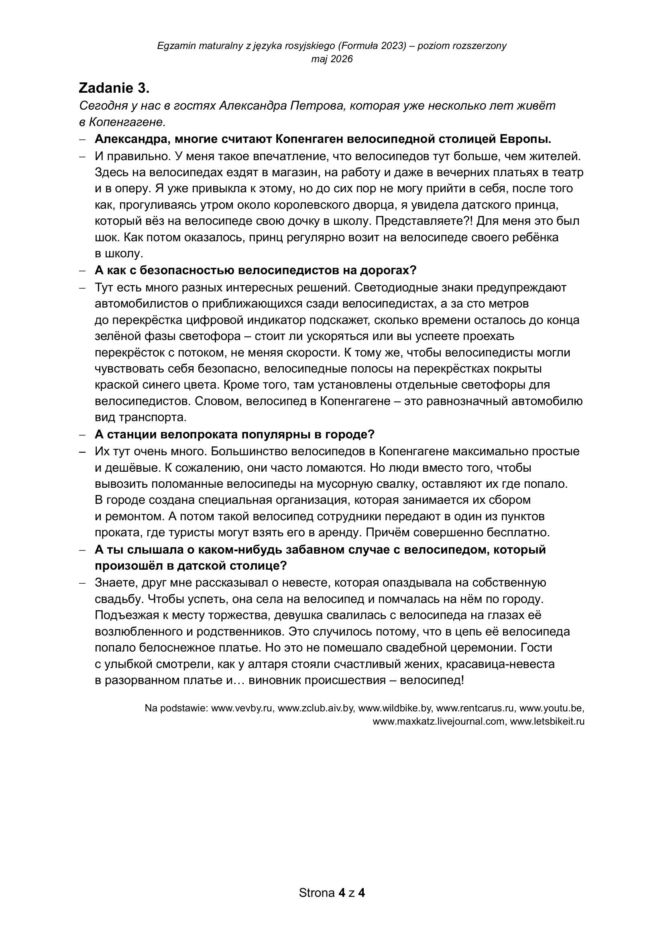 Matura 2026 rosyjski ROZSZERZONY: Arkusze CKE