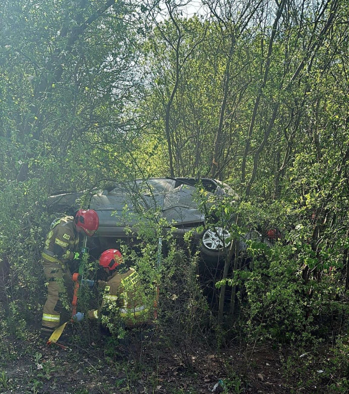 Pijany kierowca wypadł z jezdni i wbił się w drzewo