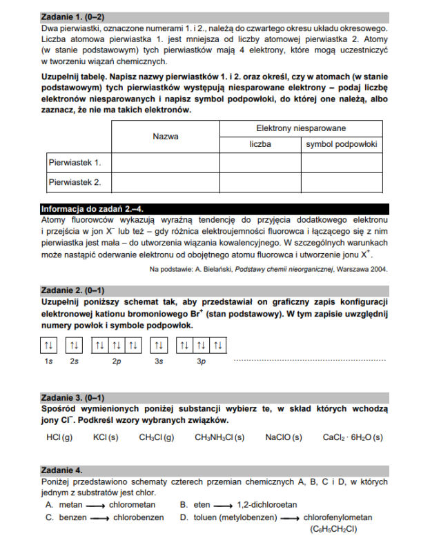 Matura z chemii 2021 - arkusz PDF