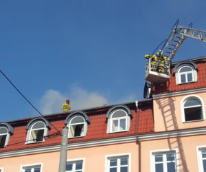 Pali się budynek Panoramy Leszczyńskiej w Lesznie