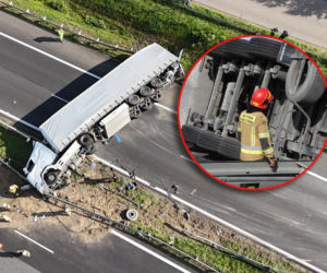 Gigantyczny korek na S8. Ciężarówka przewróciła się na trasie, paraliż ruchu