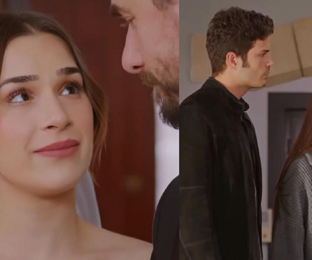 Trzy postacie z tureckiego serialu Miłość i nadzieja. Sila w białej sukni ślubnej i długich kolczykach patrzy w górę, obok niej fragment twarzy mężczyzny. Po prawej stronie, mężczyzna w czarnej kurtce stoi obok kobiety z długimi włosami w szarym swetrze. Dowiedz się więcej o Super Seriale.