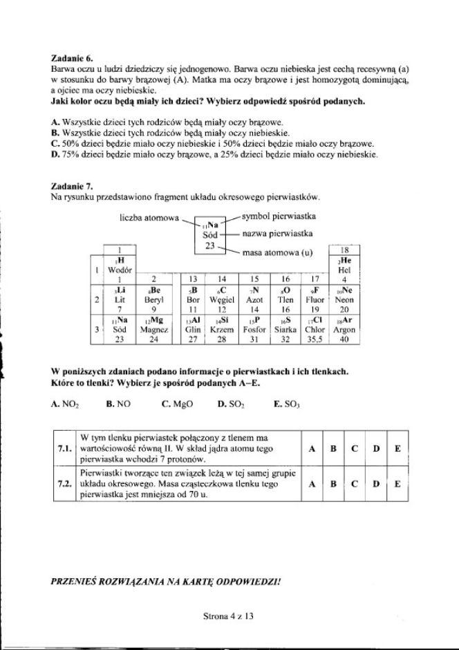 Egzamin gimnazjalny 2012 - CZĘŚĆ PRZYRODNICZA: GEOGRAFIA, FIZYKA, CHEMIA, BIOLOGIA 25.04.2012 - ROZWIĄZANIA, ODPOWIEDZI, ARKUSZE. Test gimnazjalny 2012