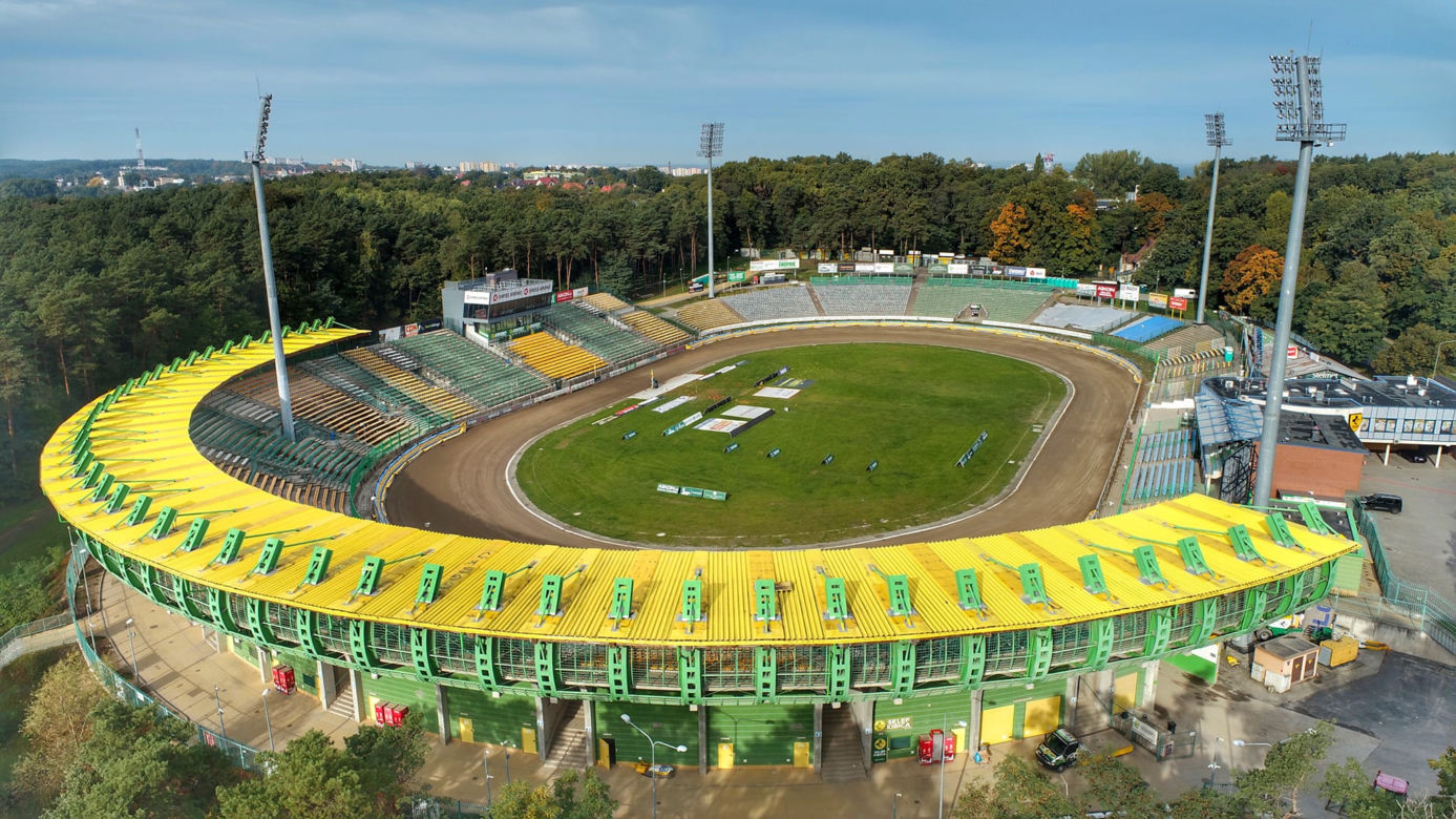 Stadion żużlowy w Zielonej Górze z lotu ptaka