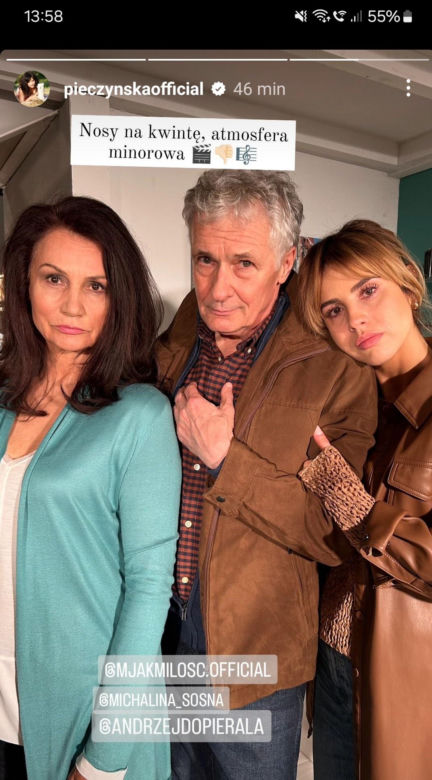M jak miłość na planie nowy sezon. stryj Erwin (Andrzej Dopierała), Aleksandra (Małgorzata Pieczyńska), Kama (Michalina Sosna)