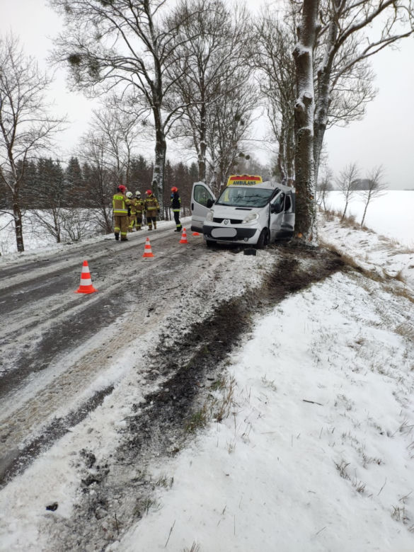  Bus uderzył w drzewo. Na szczęście podróżującym nic się nie stało