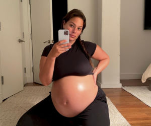 Wow! Ciężarna modelka plus size rysuje na brzuchu swoje dzieci i pozuje NAGO!
