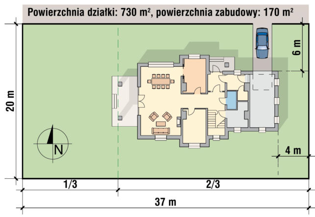 Kształt działki a kształt domu wariant 2
