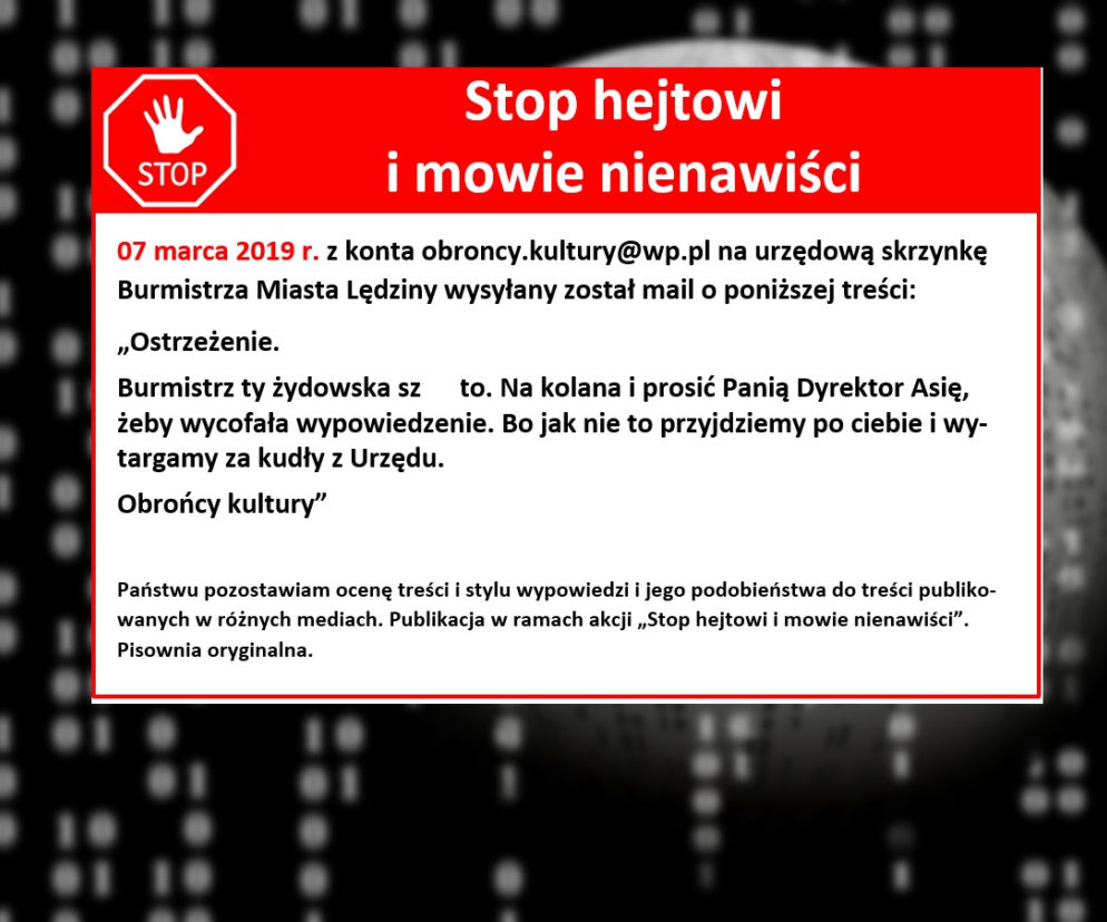 Hejt pod adresem burmistrz Lędzin