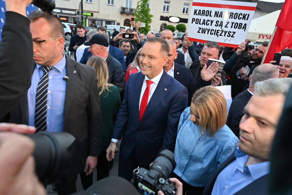 Karol Nawrocki na zorganizowanej przez telewizję Republika debacie przedwyborczej w Końskich
