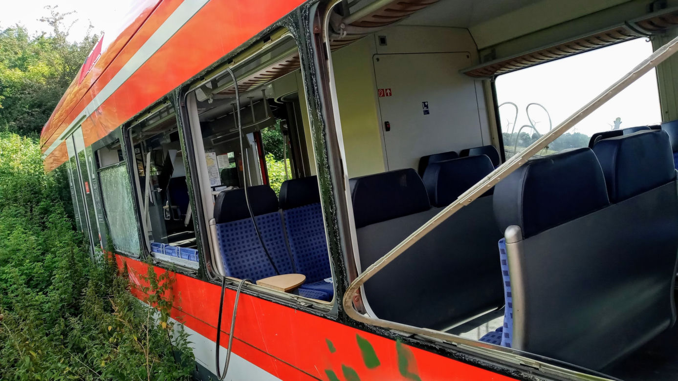 Wrak niemieckiego pociągu pod Kołbaskowem