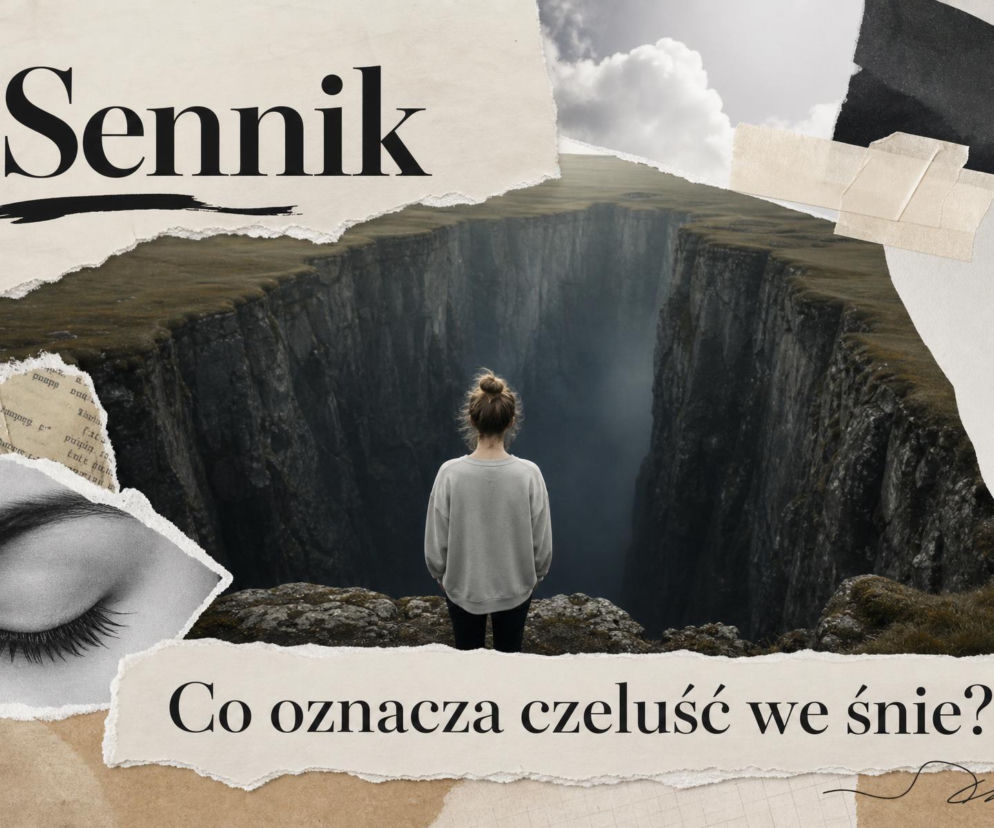 Kobieta stoi nad urwiskiem, patrząc w mroczną czeluść. O znaczeniu snów i interpretacji symboli przeczytasz na SE.