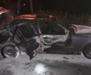 Pożar BMW w Krynkach