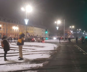 Strajk Kobiet w Gdańsku 1.02.2021. Blokada Huciska przez protestujących